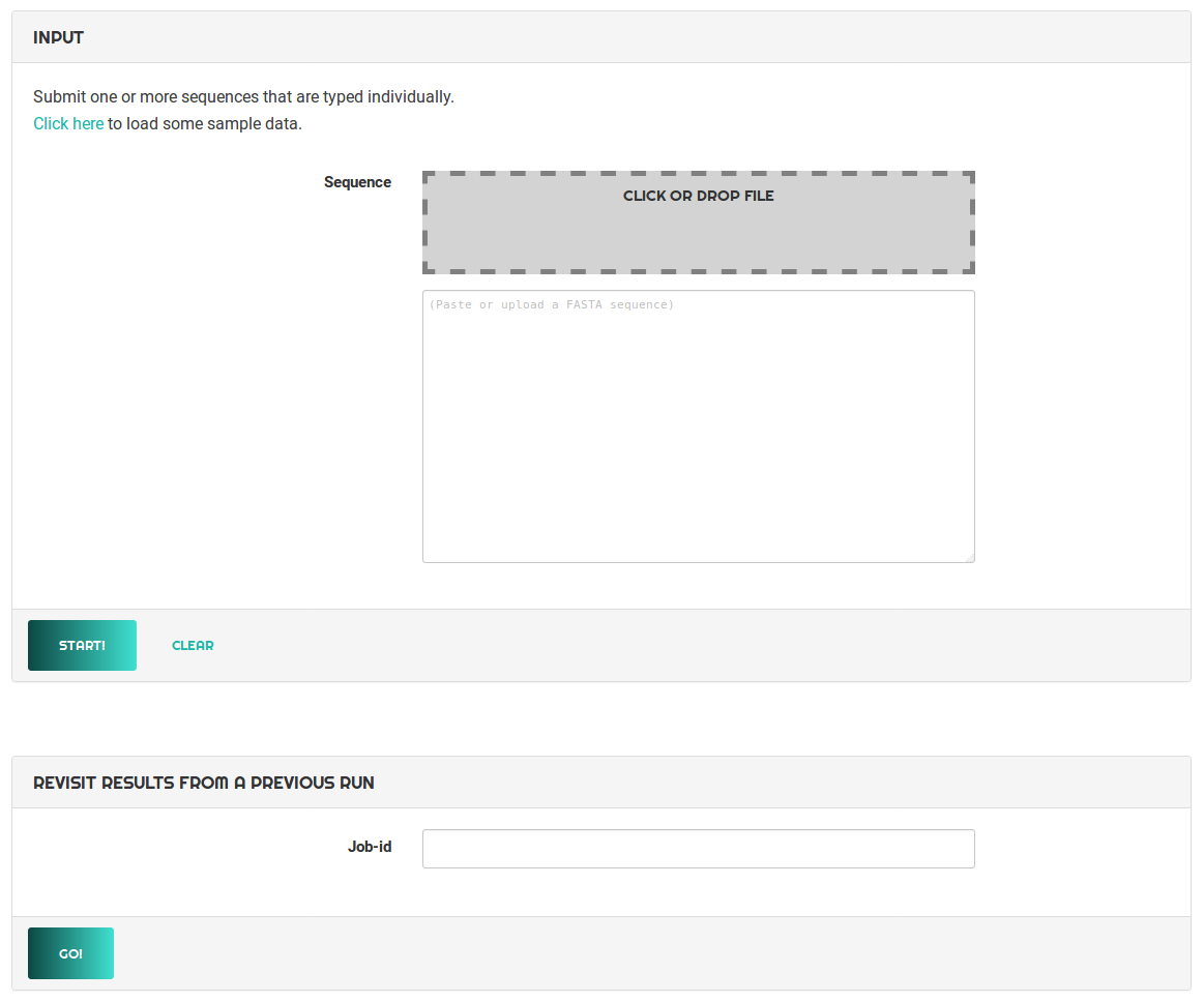 The startingpage of the typing tools